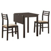 32.5" Solid Wood, MDF, and Beige Polyester Three Pieces Dining Set