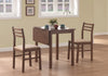 32.5" Walnut Solid Wood, MDF, and Beige Polyester Three Pieces Dining Set