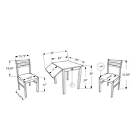 32.5" Walnut Solid Wood, MDF, and Beige Polyester Three Pieces Dining Set