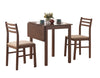 32.5" Walnut Solid Wood, MDF, and Beige Polyester Three Pieces Dining Set