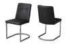 Two 34" Black Leather Look and Foam Dining Chairs with Chrome Legs