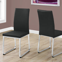 Two 39.5" Leather Look, Foam, and Chrome Metal Dining Chairs