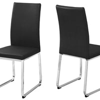 Two 39.5" Leather Look, Foam, and Chrome Metal Dining Chairs