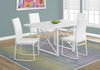 30" White Glossy Particle Board, Hollow Core, MDF, and White Metal Dining Table