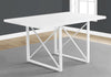 30" White Glossy Particle Board, Hollow Core, MDF, and White Metal Dining Table