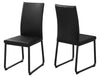 Two 38" Black Leather Look, Foam, and Metal Dining Chairs