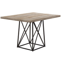 31" Taupe Reclaimed Wood Particle Board, Laminate, and Black Metal Dining Table