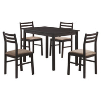 32.5" Cappuccino Solid Wood, MDF, Foam, & Beige Polyester Five Pieces Dining Set