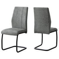 Two 77.5" Fabric, Black Metal, and Polyester Dining Chairs