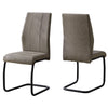 Two 77.5" Taupe Fabric, Black Metal, and Polyester Dining Chairs