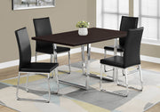 30.25" Cappuccino Particle Board and Chrome Metal Dining Table