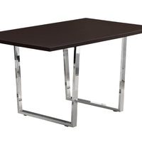 30.25" Cappuccino Particle Board and Chrome Metal Dining Table