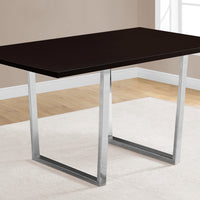 30.25" Cappuccino Particle Board and Chrome Metal Dining Table