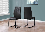 Two 77.5" Black Leather Look, Chrome Metal, and Foam Dining Chairs