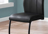 Two 77.5" Black Leather Look, Chrome Metal, and Foam Dining Chairs