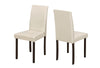 Two 36" Ivory  Leather Look, Solid Wood, Foam, and MDF Dining Chairs