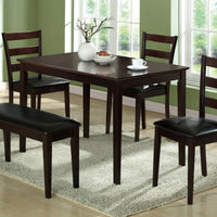 34.5" Cappuccino Solid Wood, MDF, and Black Foam Five Pieces Dining Set