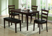 34.5" Cappuccino Solid Wood, MDF, and Black Foam Five Pieces Dining Set