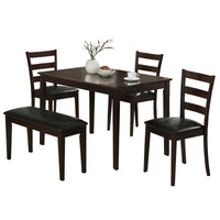 34.5" Cappuccino Solid Wood, MDF, and Black Foam Five Pieces Dining Set