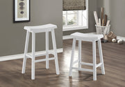 Two 29" White Solid Wood and MDF Saddle Seat Barstools
