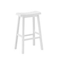 Two 29" White Solid Wood and MDF Saddle Seat Barstools