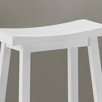 Two 29" White Solid Wood and MDF Saddle Seat Barstools