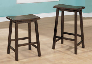 Two 24" Walnut Solid Wood and MDF Saddle Seat Barstools