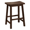 Two 24" Walnut Solid Wood and MDF Saddle Seat Barstools