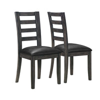 Two 39" Dark Grey Dining Chairs with Black Seats