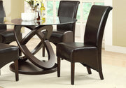 Two 40.5" Dark Brown Leather Look Solid Wood, MDF, and Foam Dining Chairs