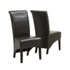 Two 40.5" Dark Brown Leather Look Solid Wood, MDF, and Foam Dining Chairs