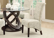 Two 40.5" Beige Linen, Foam, MDF, and Solid Wood Dining Chairs