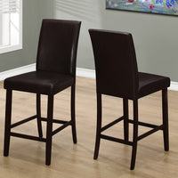 Two 40" Leather Look, Solid Wood, and MDF Counter Height Dining Chairs