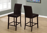 Two 40" Leather Look, Solid Wood, and MDF Counter Height Dining Chairs
