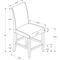 Two 40" Grey Leather Look, Solid Wood, and MDF Counter Height Dining Chairs