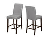 Two 40" Grey Leather Look, Solid Wood, and MDF Counter Height Dining Chairs