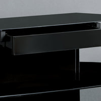 24" Black Wood and Metal and Tempered Glass TV Stand