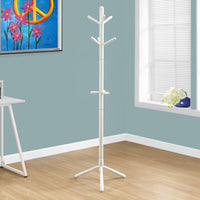 COAT RACK - 69"H - WHITE WOOD CONTEMPORARY STYLE