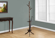 COAT RACK - 71"H - DARK CHERRY WITH AN UMBRELLA HOLDER