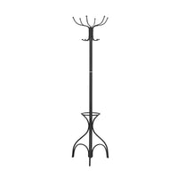 COAT RACK - 70"H - BLACK METAL WITH AN UMBRELLA HOLDER