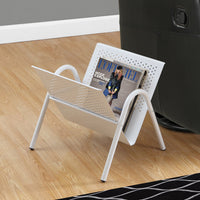 MAGAZINE RACK - WHITE METAL