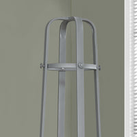 COAT RACK - 72"H - SILVER METAL WITH AN UMBRELLA HOLDER