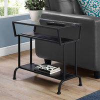 ACCENT TABLE - 22"H - CAPPUCCINO - BLACK - TEMPERED GLASS