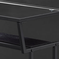 ACCENT TABLE - 22"H - CAPPUCCINO - BLACK - TEMPERED GLASS
