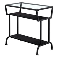 ACCENT TABLE - 22"H - CAPPUCCINO - BLACK - TEMPERED GLASS