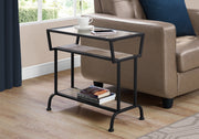 ACCENT TABLE - 22"H - DARK TAUPE - BLACK - TEMPERED GLASS