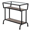 ACCENT TABLE - 22"H - DARK TAUPE - BLACK - TEMPERED GLASS