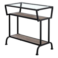 ACCENT TABLE - 22"H - DARK TAUPE - BLACK - TEMPERED GLASS