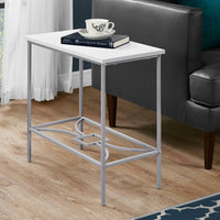 ACCENT TABLE - 22"H - WHITE - SILVER METAL