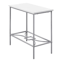 ACCENT TABLE - 22"H - WHITE - SILVER METAL